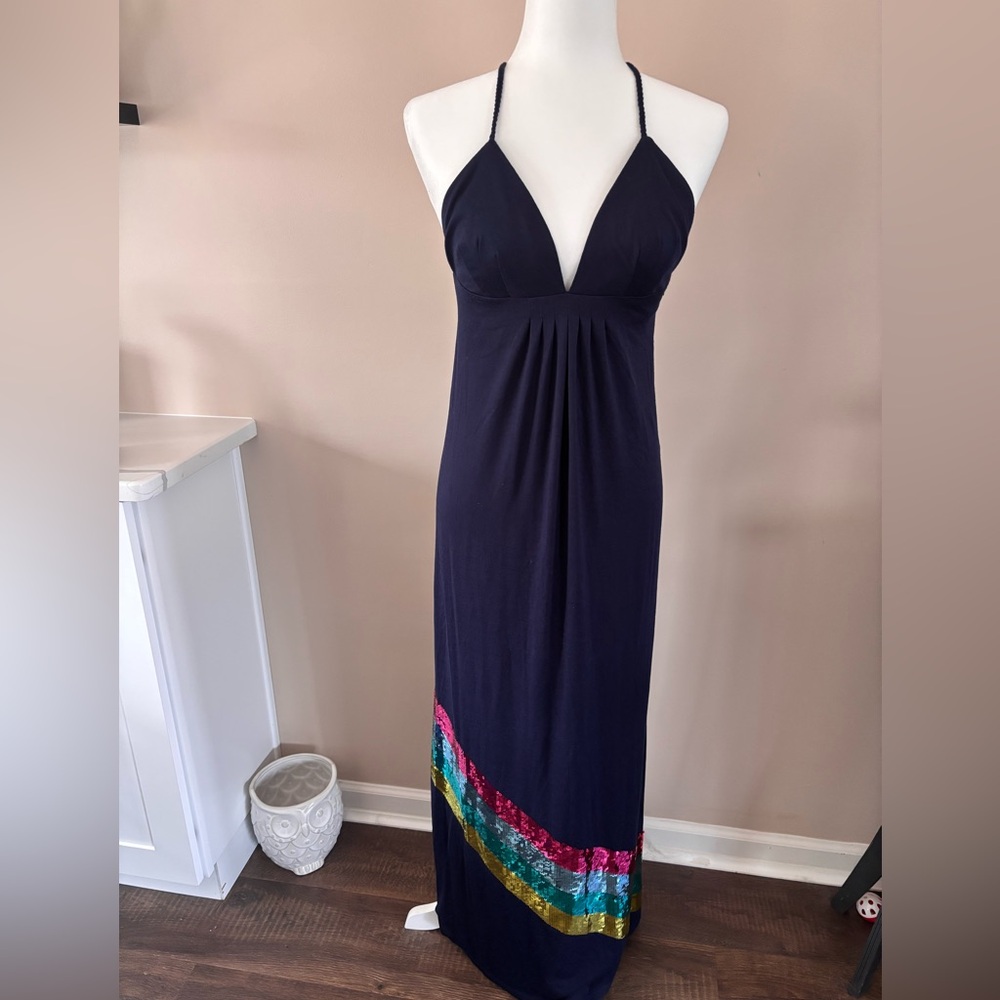 JB by Julie Brown Navy Top with Gold-Trim Tag